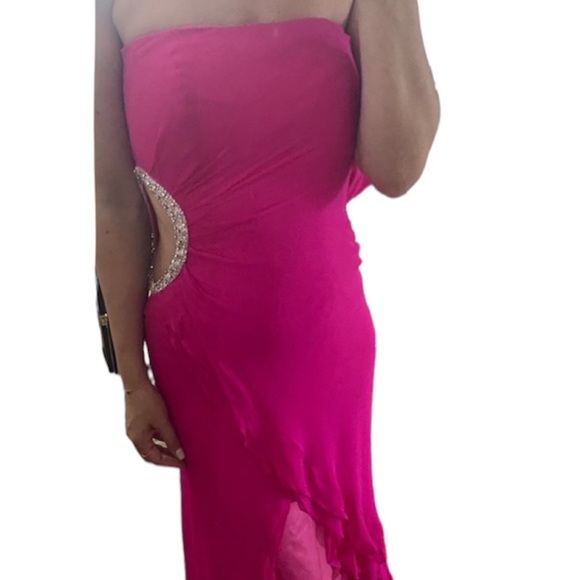 Jovani Fuschia Hi/Lo Dress - Picture 3 of 6